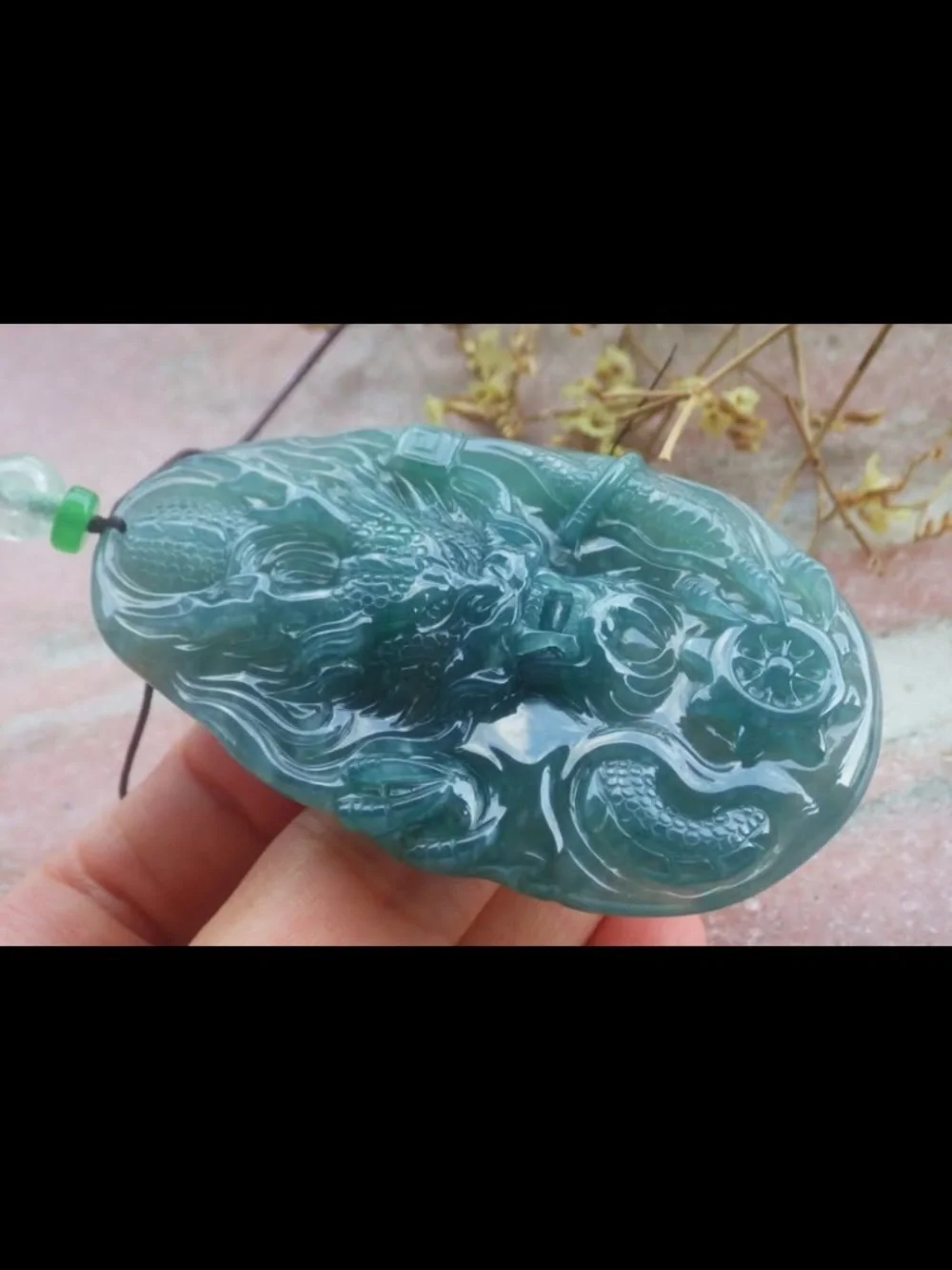 Certificate Jadeite Jade Burma Green Wealth Dragon wheel pendant